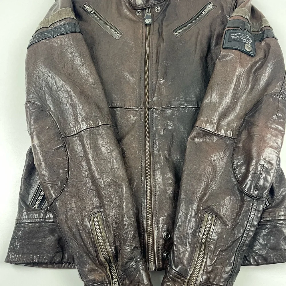 Diesel Vintage Multi-zip Sheep Leather Riders Jacket - Picture 4 of 12